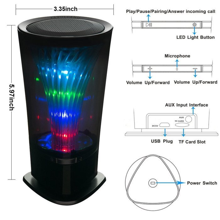 FAVOLCANO Portable Wireless Bluetooth 2.1 Smart Subwoofer Hi-Fi Double Loudspeakers Stereo Speaker with Colorful... N2
