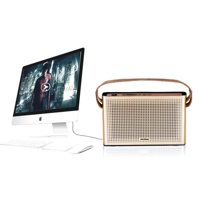 EasySMX Bluetooth 4.0 Portable Wireless Speaker with Leather Strap and 1 Passive Bass Radiator 2 x 2200 mAh Battery... N21