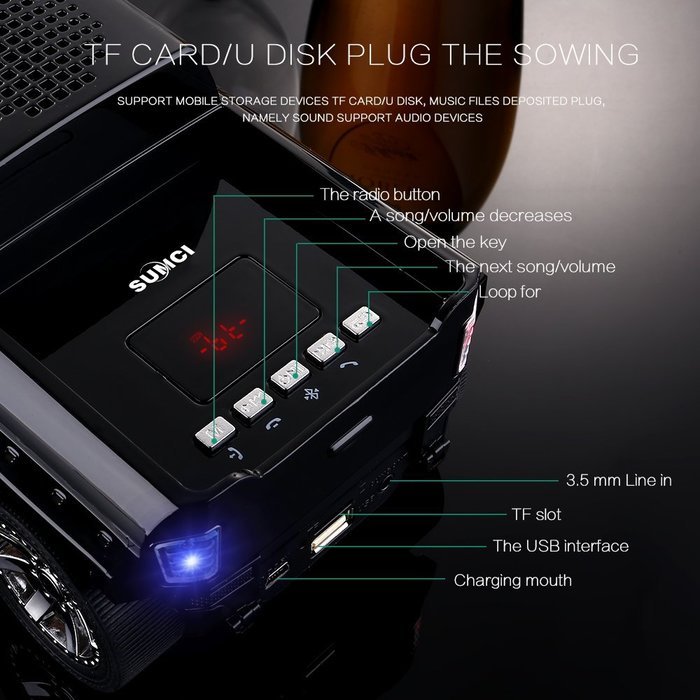 Sumci Bluetooth Speakers Portable Wireless Speakers Work for Iphone Ipad Samsung Player Car Bluetooth Speakers... N13