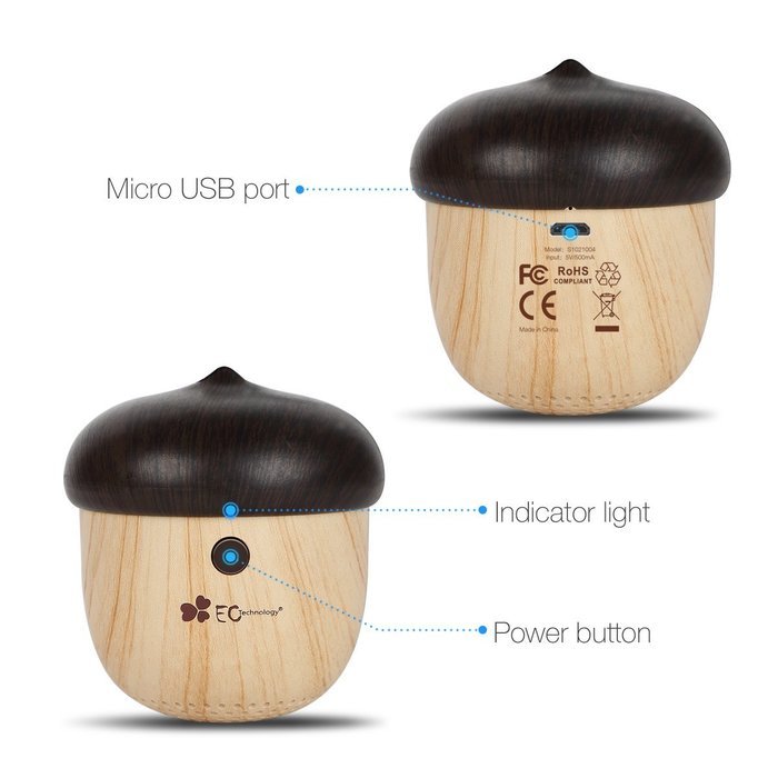 EC Technology Ultra Portable Mini Wireless Bluetooth Speaker Cute Wooden Nut Shape, Rechargeable Speaker Great... N5