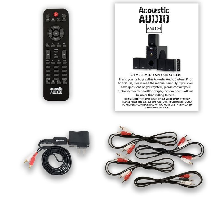 Acoustic Audio AA5104 Home Theater 5.1 Speaker System with Bluetooth Surround Sound N2