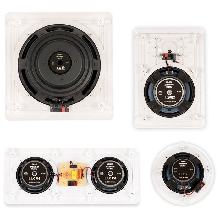 Blue Octave In Wall and In Ceiling 7.2 Home Theater 8" Speaker Set New 2620 Watts LHT827 N3