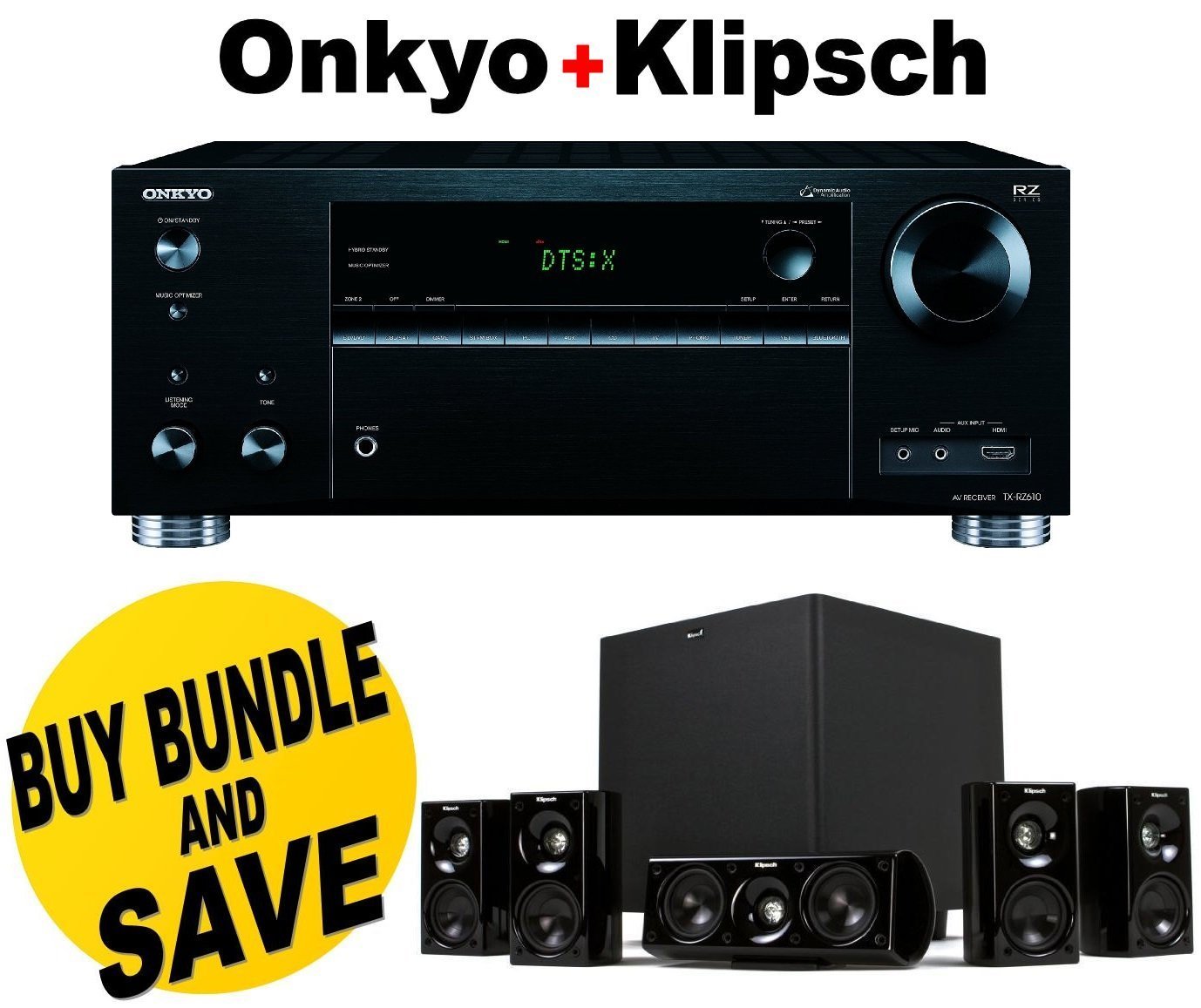 Onkyo TXRZ610 7.2 Channel Network A/V Receiver + Klipsch HDT600 Home