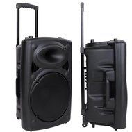 AW 1500W Portable Active PA Speaker w/ Wireless Microphone Guitar AMP Bluetooth USB SD LCD FM Party Show N2