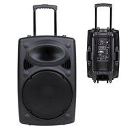 AW 1500W Portable Active PA Speaker w/ Wireless Microphone Guitar AMP Bluetooth USB SD LCD FM Party Show N3