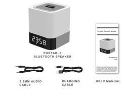 Portable Bluetooth Speaker + LED Night Light Lamp, with LED Display, Handsfree Speakerphone, Alarm Clock, Micro... N6