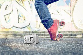 Polaroid Wireless Stereo Bluetooth Wooden Mini Speaker Portable, Loud Sound, Outdoor or Home/Office (Black) N6
