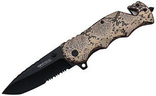 Wartech YC-S-7012-SN1 Spring Assisted Opening Rescue Folding Knife, Snake Skin, 8&quot;