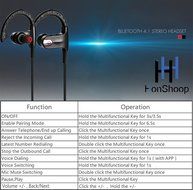 Bluetooth Headphones Sport,Honshoop Bluetooth 4.1 Earphones True HD Stereo Sound Super Bass Noise Cancelling Headsets... N11