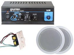 Pyle Home Popular Amplifier/Speaker Package -- PTA1 Mini 2 x 15-Watt Stereo Power Amplifier + PDIC51RD 5.25-Inch...