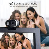 Ausdom AF225 1080P Built-in Microphone Video Webcam USB Clip-on Automatic Focusing Web Cam with LED Night Version... N9