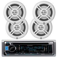 KMR-D365BT Kenwood Marine Boat Bluetooth CD MP3 Player USB iPod iPhone Input Pandora AM/FM Receiver 4 x 6.5&quot; Waterproof...