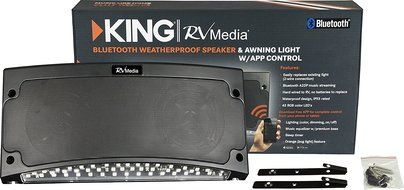 KING RVM2001 Premium Bluetooth Outdoor Speaker with Multi-Color LED Light and App Control - Black N5