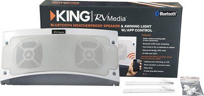 KING RVM2001 Premium Bluetooth Outdoor Speaker with Multi-Color LED Light and App Control - Black N9