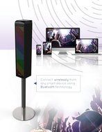 Sharper Image SBT1014BK Sound-Responsive Bluetooth Tower Speaker with Animated LED Lights (Black) N4
