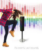 Sharper Image SBT1014BK Sound-Responsive Bluetooth Tower Speaker with Animated LED Lights (Black) N5