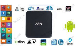 RealVision&reg;M8 Smart Tv BOX Android Support Airplay Miracast Fly Air Mouse Keyboard Pre-installed Kodi/ Xbmc 1080phd...