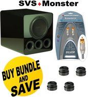 SVS PB12 Plus Piano Gloss 12-inch 800 Watt Powered Subwoofer + SVS SoundPath Subwoofer Isolation System 4-Pack...