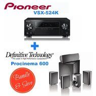 Pioneer VSX-524-K Audio and Video Component Receivers + Definitive Technology ProCinema 600 5.1 Speaker System