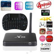 Joinwe-world X98 2GB/16GB Quad Core Android 5.1 Lollipop Android TV Box With i8 2.4GHz Mini Wireless Keyboard