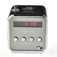 Generic TD-V26 Mini Portable Aluminum Alloy USB Speaker Sound Amplifier Box FM Radio Support TF/SD Card &uml;CBlack