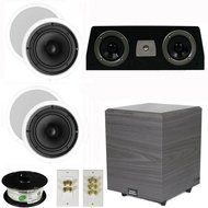 Theater Solutions 5.1 Home Theater 6.5" Speakers Set with Center, 8" Powered Sub and More TS65CC51SET2