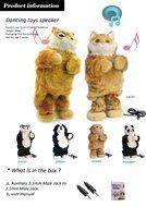 Thumbs up dancing cat speaker , toys Stands 12&quot;Tall,Soft Toy Speaker compatible with PC, tablet , iPhone, iPod... N2
