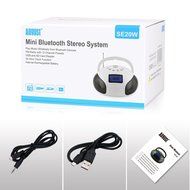 August SE20 &ndash; Mini Bluetooth MP3 Stereo System &ndash; Portable Radio with Powerful Bluetooth Speaker- FM Alarm Clock... N20