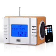 August SE20 &ndash; Mini Bluetooth MP3 Stereo System &ndash; Portable Radio with Powerful Bluetooth Speaker- FM Alarm Clock... N21