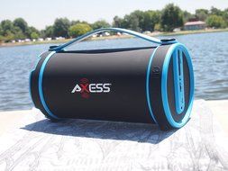 Axess SPBT1033-BR Portable Bluetooth Indoor/Outdoor 2.1 Hi-Fi Cylinder Loud Speaker with SD Card, AUX and FM Inputs... N15