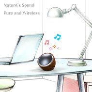 REALVOX Pinecone Solid Wood Portable Bluetooth Speaker, Dark Walnut Wood N6