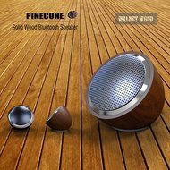 REALVOX Pinecone Solid Wood Portable Bluetooth Speaker, Dark Walnut Wood N9