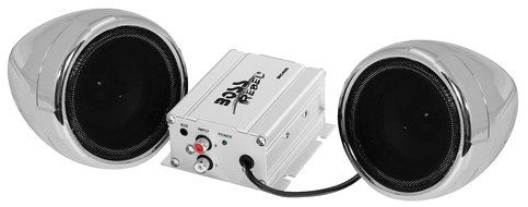 BOSS AUDIO MC420B Chrome 600 watt Motorcycle/ATV Sound System with Bluetooth Audio Streaming, One Pair of 3 inch... N12