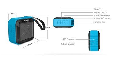 Portable Outdoor and Shower Bluetooth 4.0 Speaker by AYL SoundFit, Waterproof, Wireless with 10 Hour Rechargeable... N12