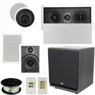 Theater Solutions 5.1 Home Theater 4 Speaker Set with Center, 12" Powered Sub and More TS5C6WL51SET7