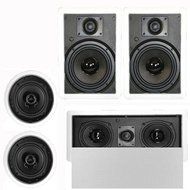 Theater Solutions 5.1 Home Theater 4 Speaker Set with Center, 12" Powered Sub and More TS5C6WL51SET7 N2
