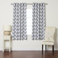 Best Home Fashion Room Darkening Chevron Print Curtains - Antique Bronze Grommet Top - Grey- 52"W X 63"L - (1...