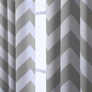 Best Home Fashion Room Darkening Chevron Print Curtains - Antique Bronze Grommet Top - Grey- 52"W X 63"L - (1... N3