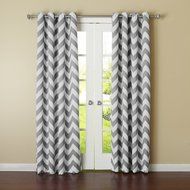 Best Home Fashion Room Darkening Chevron Print Curtains - Antique Bronze Grommet Top - Grey- 52"W X 63"L - (1... N36