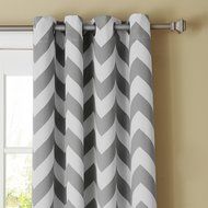 Best Home Fashion Room Darkening Chevron Print Curtains - Antique Bronze Grommet Top - Grey- 52"W X 63"L - (1... N37