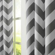 Best Home Fashion Room Darkening Chevron Print Curtains - Antique Bronze Grommet Top - Grey- 52"W X 63"L - (1... N38