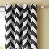 Best Home Fashion Room Darkening Chevron Print Curtains - Antique Bronze Grommet Top - Grey- 52"W X 63"L - (1... N56
