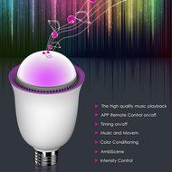 Global-store Bluetooth Smart LED Light Bulb Speaker Multicolored Dimmable Color Changing Decorative Party Lighting... N2