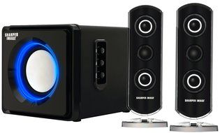 Sharper Image Bluetooth Streaming 2.1 Speakers With Subwoofer &amp; LED Ambient Light(Black)