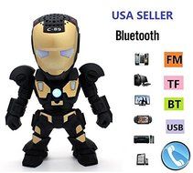 New Iron Man Wireless Bluetooth Speaker C-89 Mini Portable Children Style LED Light Speakers Stereo Music Player... N9