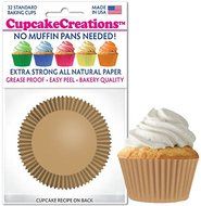 Cupcake Creations 2" BAKING CUPS Natural 32 Pack No Muffin Pan Needed Easy Peel N2