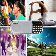 Aocome Portable Mini AM FM Radio Clear Speaker Music Player, Micro SD/TF Card Slot, USB Charging Cord, Rechargeable... N19