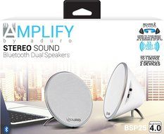 Aduro Amplify DSS-08-BSP25 Wireless Bluetooth 4.0 Dual Stereo Speakers (White) N8