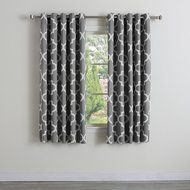 Best Home Fashion Room Darkening Morrocan Print Curtains - Antique Bronze Grommet Top - Grey- 52&quot;W X 63&quot;L - (1...