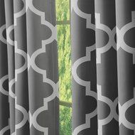 Best Home Fashion Room Darkening Morrocan Print Curtains - Antique Bronze Grommet Top - Grey- 52&quot;W X 63&quot;L - (1... N3